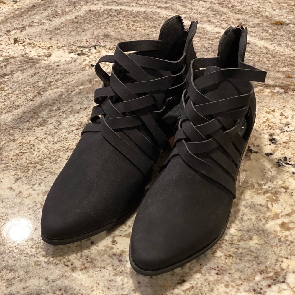 Black crossover booties